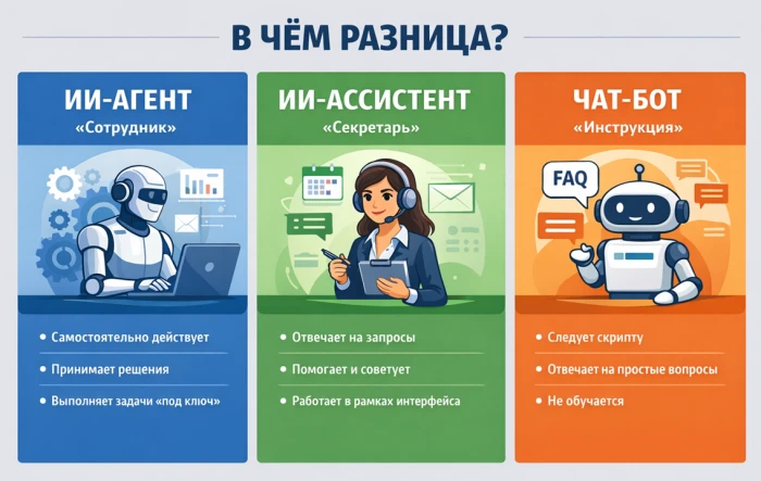 ИИ-агенты, ассистенты и чат-боты: в чём разница