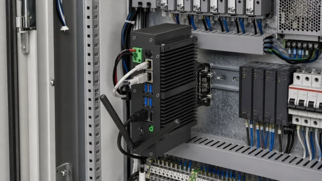 Пассивно охлаждаемый миникомпьютер IPF-K1D с боковой установкой на DIN-рейке